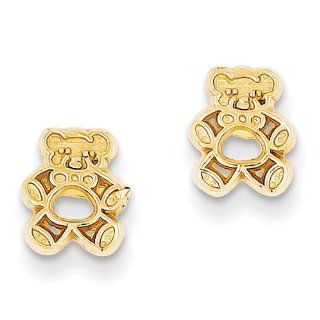 14k Polished Teddy Bear Post Childrens Earrings   Measures 8x6mm   JewelryWeb: Stud Earrings: Jewelry