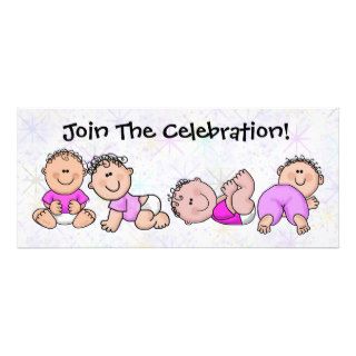 Pink Baby Girls Shower Invitation  Cartoon Fun