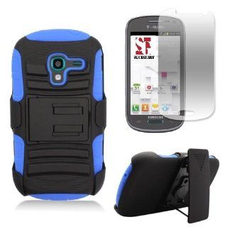 [SlickGearsTM] Black/Blue Heavy Duty Combat Armor Kickstand Holster Case for Samsung Galaxy Exhibit SGH T599 (T Mobile, MetroPCS) + Premium Screen Protector Cell Phones & Accessories