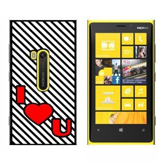 I Love You Big Red Heart Black Stripes   Snap On Hard Protective Case for Nokia Lumia 920: Cell Phones & Accessories