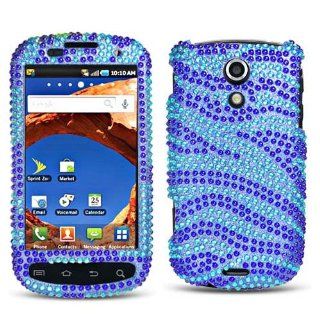 Hard Plastic Snap on Cover Fits Samsung D700 Epic 4G Blue And Light Blue Zebra Full Diamond Sprint: Cell Phones & Accessories