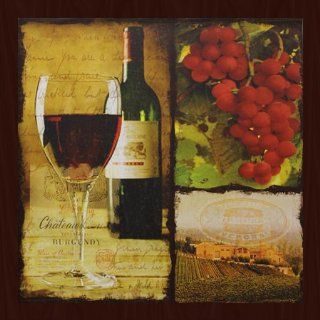 Red Wine Glass Chateau Grapes Wine Country Bottle 17.5" x 17.5" NVCF 606 [Casa Bonita Decor]   Paintings