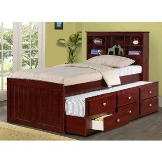 Captain Bed with Trundle and Bookcase Size: Twin   Childrens Bed Frames