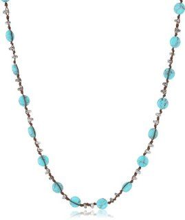 Lucky Brand Turquoise Silver Coin Necklace, 34": Jewelry