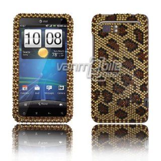 VMG HTC Vivid (AT&T) BLING Design Hard Case Cover   Gold Leopard Design Gem Bling Hard 2 Pc Design Case Cover for HTC Vivid AT&T Cell Phone: Everything Else
