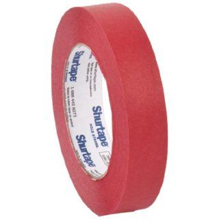 Pratt Plus CP 632 Shurtape Commercial Premium Heavy Duty Paper Masking Tape, 22 lbs/inch Tensile Strength, 60 yds Length x 1" Width, 3" Core, Red (Pack of 12)