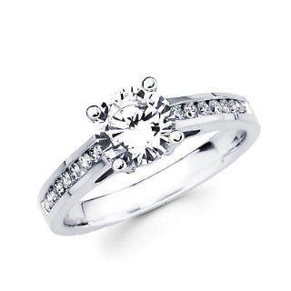 1/4 ct Diamond 18k White Gold Engagement Ring Semi Mounting H   1ct Round Center Stone Not Included: Jewelry