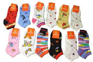 12 Pairs Ladies Fun Print Everbright Ankle Socks Assorted Styles Sz 9 11   Crazy Ankle Socks