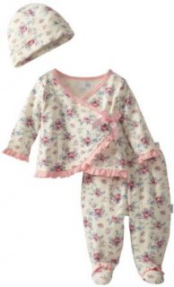 Vitamins Baby Girls Newborn Floral Print Cardigan Pant Set, Ivory, 3 Months: Clothing