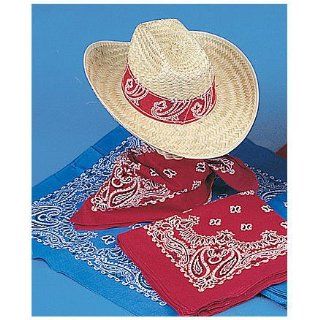 Adult Western Hat with Red Band (1 ct) Straw Headwear (1 per package): Toys & Games