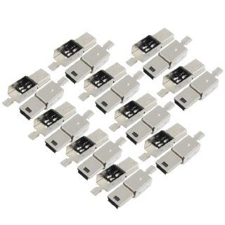 Gino 10 Pcs Mini USB 5 Pin Type B Male Connector Replacement Port Solder Plug Jack: Computers & Accessories