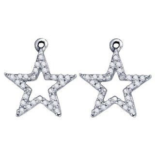 Diamond Star Shaped Drop Fashion Earrings 10K White Gold (0.14 ct.tw.): Jewel Tie: Jewelry