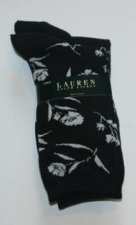 Lauren Ralph Lauren Women's Crew Socks   2 Pair   Size: 9 11   Black/Floral at  Womens Clothing store
