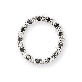 14K White Gold Black & White Diamond Pendant w/ chain. Carat Wt  0.25ct: Chain Necklaces: Jewelry