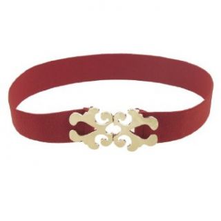 Interlocking Hollowed Floral Buckle 3.7cm Wide Red Elastic Cinch Belt for Women at  Womens Clothing store: Apparel Belts