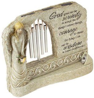 Carson Memorial Angel Serenity Prayer wind chime Plaque Solar Powered   Wind Noisemakers