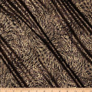 Stretch Silky Jersey Knit Swirl Gold/Black/Lavender Fabric