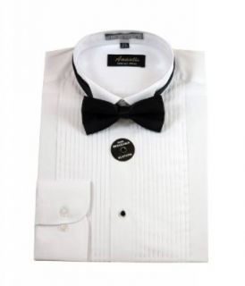 Amanti Convertible Cuff Tuxedo WinTip Dress Shirt (with Bow Tie) at  Mens Clothing store: White Shirt For Bow Tie