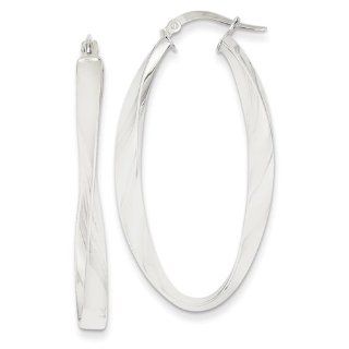 14k White Gold Oval Hoop Earrings   JewelryWeb Jewelry
