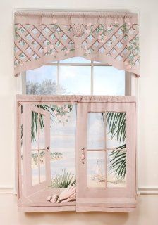 Island Retreat Trompe l'oeil Window Art 36 inch long Tier Curtains   Home Decor Products