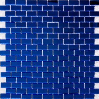 Susan Jablon Mosaics   5/8 Inch Cobalt Blue Mirrored Glass Subway Tile    