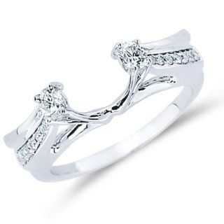 Diamond Engagement Ring Guard Wedding Band Bridal 14k White Gold (0.33 ct.tw): Jewel Tie: Jewelry