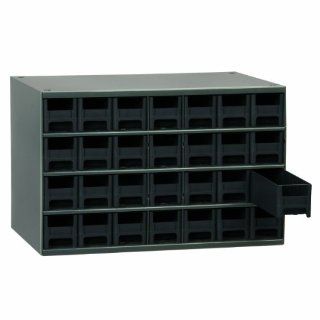 Akro Mils 19228 17 Inch W by 11 Inch H by 11 Inch D 28 Drawer Steel Parts Storage Hardware and Craft Cabinet, Black Drawers   Tool Cabinets  