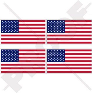 USA United States America Flag American 2" (50mm) Vinyl Bumper Helmet Stickers, Decals x4 