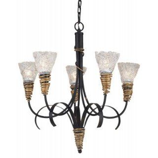 Z Lite 1010 5 Transitional 5 Light Single Tier Up Lighting Chandelier with Cone Glass Shade fr, Matte Black / Gold    