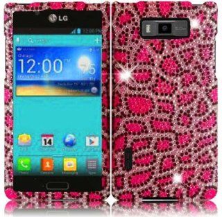 LG Optimus Showtime L86C Straight Talk / Net 10 Pink Leopard Hard Full Diamond Case Cover Faceplate Protector with Free Gift Reliable Accessory Pen: Cell Phones & Accessories