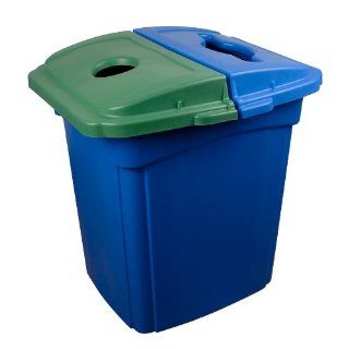Continental 656 1, Colossus Blue Recycling Station Receptacle with 4 Color Coded Hinged Lids, 56 Gallon Capacity, 26 1/2" Length x 30" Width x 36 1/2" Height (Case of 1): Industrial & Scientific
