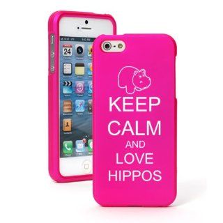 Apple iPhone 5 5S Hot Pink Hard Case Snap on 2 piece Keep Calm and Love Hippos: Cell Phones & Accessories