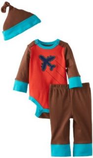 Offspring   Baby Apparel Boys Newborn Plane Bodysuit/Pant Set With Hat, Brown Multi, 6 Months: Clothing