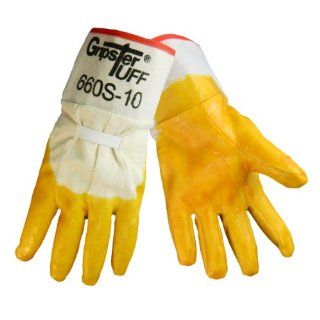 Global Glove 660S Gripster Rubber on 5 Piece Cotton Canvas Liner Glove with Safety Cuff, Work, Large, Smooth (Case of 72)