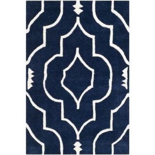 Safavieh Handmade Moroccan Chatham Dark Blue/ Ivory Wool Rug (2 X 3)