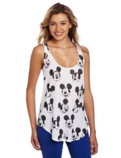 Junk Food Juniors Mickey Mouse After Party Slub Tank, Electric White, Large: Clothing