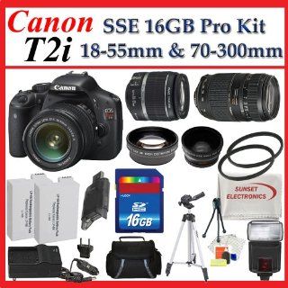 Canon EOS Rebel T2i Digital SLR Camera with Canon EF S 18 55mm f/3.5 5.6 IS Lens and Tamron Zoom Telephoto AF 70 300mm f/4 5.6 Di LD Macro Autofocus Lens + SSE Best Value 16GB Accessory Package : Camera & Photo