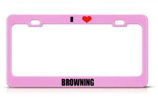 Browning Name Soft Pink Metal License Plate Frame Tag Border  Automotive License Plate Frames  Sports & Outdoors