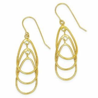 14K Gold Polished Teardrop Dangle Earrings Jewelry