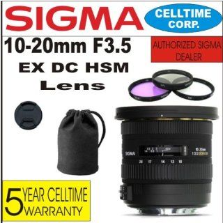Sigma 10 20mm F3.5 EX DC HSM Wide Angle Zoom Lens for Nikon Digital SLR Cameras + 3 Piece Filter Kit with Case + Lens Case + Celltime 5 Year Warranty : Camera Lenses : Camera & Photo