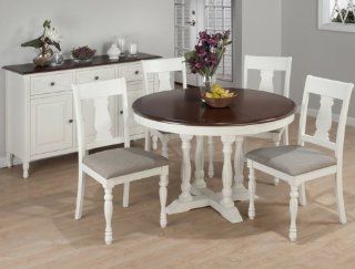 Jofran 693 48 Chesterfield Tavern 6 Piece Round Butterfly Leaf Dining Room Set W/ Splat Back Chairs: Home & Kitchen