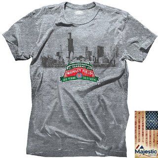 Chicago Cubs Wrigley Field 100 Years Triblend City Skyline T Shirt : Sports Fan T Shirts : Sports & Outdoors