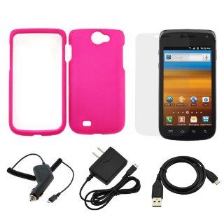 GTMax Hot Pink Snap on Rubberized Hard Cover Case + Clear LCD Screen Protector + Car Charger + Home Travel Charger + Sync USB Data Cable for T Mobile Samsung Exhibit II 4G SGH T679: Cell Phones & Accessories