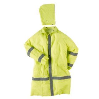 Neese Viz 1870C Econo Viz PVC/Polyester Coat with Snap On Hood and Reflective Tape, 48" Length, 3X Large, Lime: Job Site Safety Equipment: Industrial & Scientific