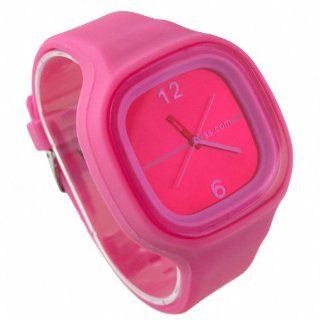Youyoupifa Color Storm Silicone Square Peachblow Stainless Steel Quartz Wrist Watch NBW0FS6380 PE3: Watches