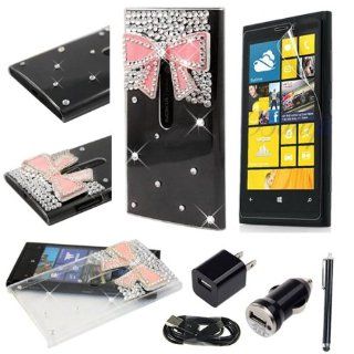 (TRAIT) 6in1 DIY Pink 3D Bling Crystal Diamond Protective Case Skin for Nokia Lumia 920 case covers +AC Wall charger+USB Data cable+Car Charger+ screen protector +Touch Screen pen: Cell Phones & Accessories