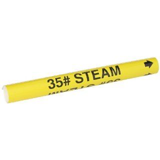 Brady 5607 O High Performance   Wrap Around Pipe Marker, B 689, Black On Yellow Pvf Over Laminated Polyester, Legend "35# Steam": Industrial Pipe Markers: Industrial & Scientific