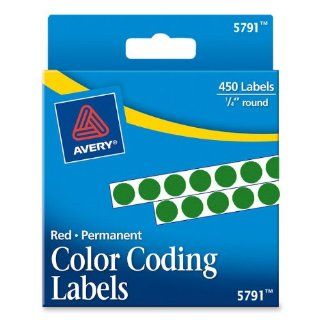 Avery Permanent Color Coding Labels, 0.25 Inches, Round, Green, Pack of 450 (5791) : Office Products