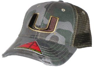 Miami Hurricanes NCAA Distressed Camo M/L Trucker Hat with Stash Pocket  Sports Fan Baseball Caps  Sports & Outdoors
