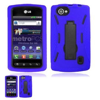 LG Optimus M+ MS695 Blue And Black Hardcore Kickstand Case: Cell Phones & Accessories